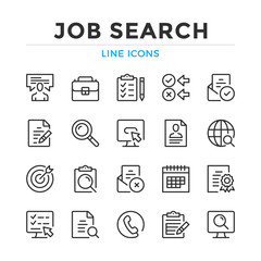 Job search line icons set. Modern outline elements, graphic design concepts, simple symbols collection. Vector line icons