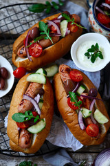 Greek hot dogs..style rustic