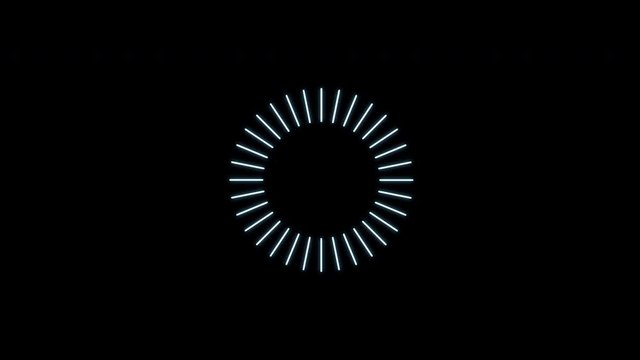 4K Video Loading transfer download animation 0-100 futuristic - HUD elements and counter, pending part is loop, alpha mask included - motion graphics. light blue loading circle ring bar