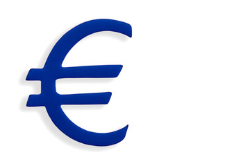 blue Euro symbol isolated on white background
