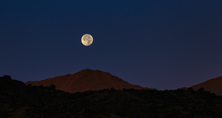 Full moon in the mountains of the North Caucasus.