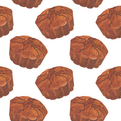 Seamless pattern cupcakes watercolor food illustration scrapbooking wallpaper print on fabric