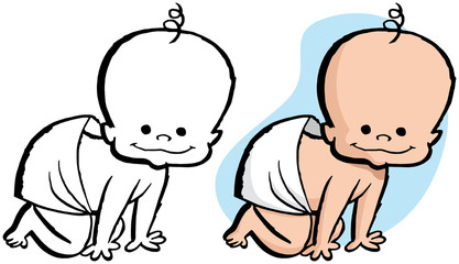 A cartoon of a cute newborn baby.