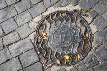 Manhole in the streets of Moscow.