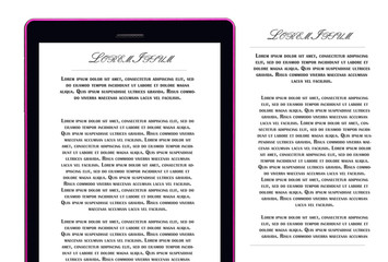 Violet tablet computer mockups with blank screens. Responsive screens to display your mobile web site design