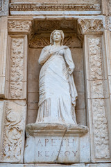 Fototapeta premium A statue of Arete, Virtue, at the Library of Celsus at the ancient Greek-Roman city of Ephesus, Turkey