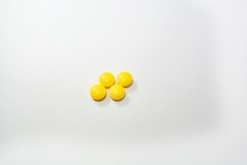 Tablets on a white background. Hydrochloride.