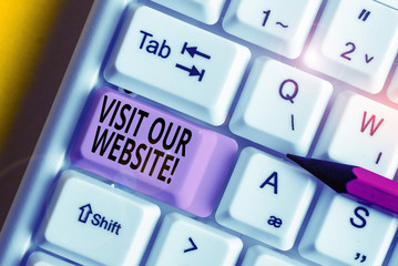 Conceptual hand writing showing Visit Our Website. Concept meaning visitor who arrives at web site...
