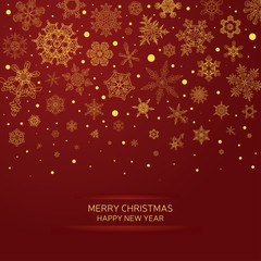 New Year holidays greeting card. Christmas holiday invitation. Ornament with snowflakes.