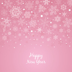 New Year holidays greeting card. Christmas holiday invitation. Ornament with snowflakes.