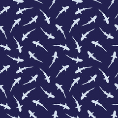 Shark seamless pattern. The view from the top. Simple drawing. For printing on bed linen, on children's clothing, for wrapping paper.
