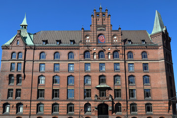 Historical warehouse in Speicherstadt district in Hamburg, Germany