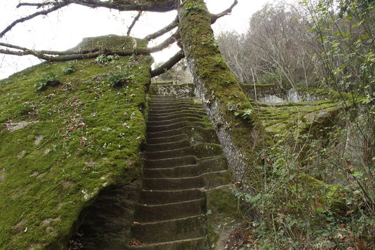 Ancient Etruscan Pyramid in Bomarzo, Lazio, Italia