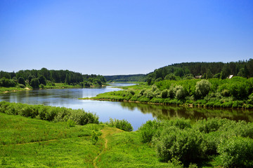 Landscape view to Daugava river at Kraslava town, Latgale region, Latvia