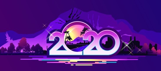 Obraz premium 2020 calendar retro vector