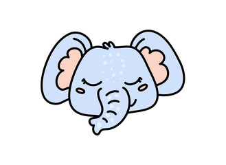 Cute elephant hand drawn vector character icon © levinanas