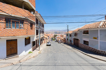Fototapeta na wymiar Sucre Bolivia panoramic view from Pisagua street