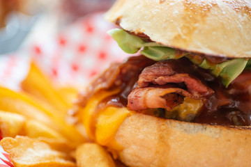 hamburger with bacon