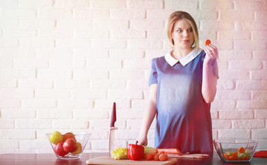 Pregnant young beautiful girl on the ninth month