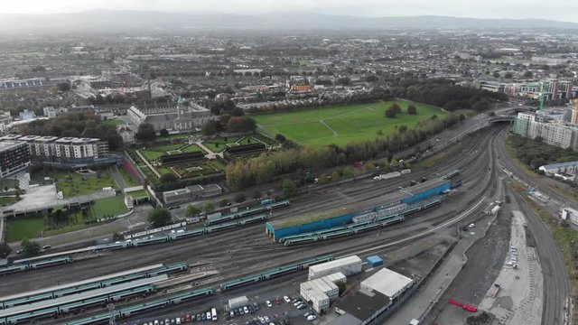 Irish Museum Of Modern Art Heuston Station Dublin Ireland Drone Aerial 4K