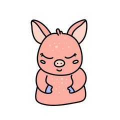 Cute baby pig hand drawn vector character