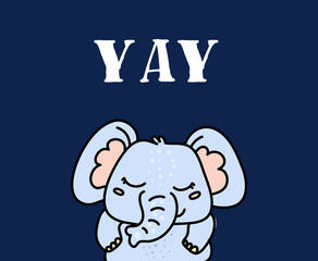Cute baby elephant hand drawn vector character © levinanas