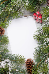 Fototapeta na wymiar Christmas card and fir tree branch