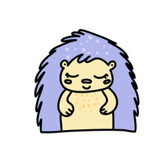 Cute baby hedgehog hand drawn vector character