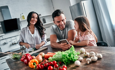 Family in kitchen
