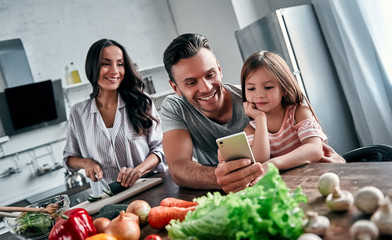 Family in kitchen