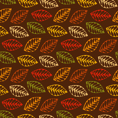 seamless autumn leaf pattern and background vector illustration