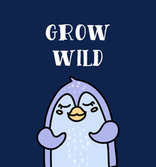 Cute baby penguin hand drawn vector character