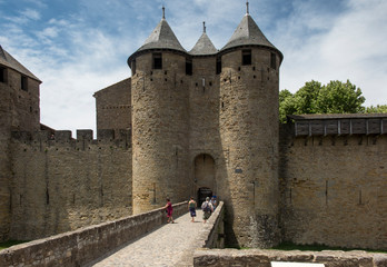 Carcassonne Languedoc-Roussillon France - June 25, 2019:  Carcasson fortificated castle is a UNESCO...