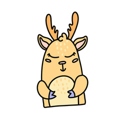 Cute baby deer hand drawn vector character