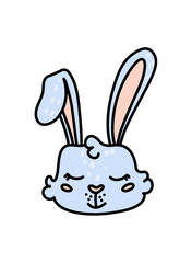 Cute baby hare hand drawn vector character icon