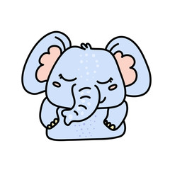 Cute baby elephant hand drawn vector character © levinanas