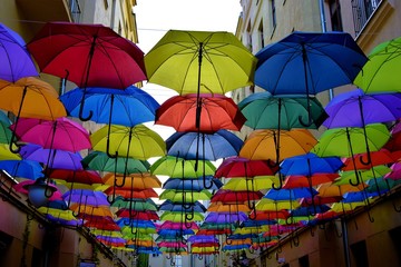 Fototapeta na wymiar Alley of umbrellas