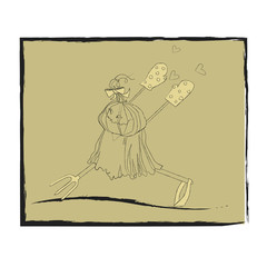 Halloween holiday. pumpkin shoot. cute pumpkin character monochrome