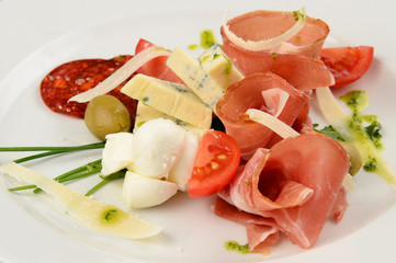 fresh salad with cheese and olives