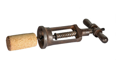 old corkscrew for opening wine bottles