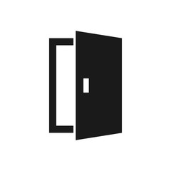 Open door, exit or entrance black vector icon. Open door simple glyph symbol.