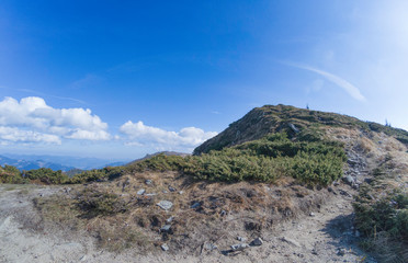 Beautiful mountains, blue sky and clouds