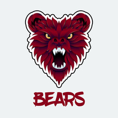 Growling bear head color sticker