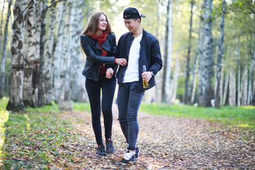 Obraz premium Loving couple walking in casual clothes