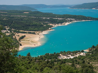Fototapeta premium France, july 2019: Verdon, Provence-Alpes-Cote d'Azur. Landscape of St Croix Lake in the Gorges Du Verdon in south-eastern France. Provence-Alpes-Cote d'Azur.