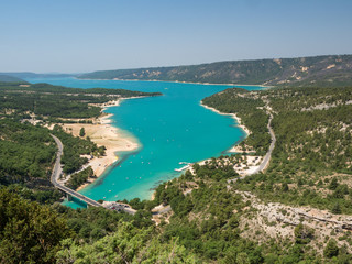 France, july 2019: Verdon, Provence-Alpes-Cote d'Azur. Landscape of St Croix Lake in the Gorges Du Verdon in south-eastern France. Provence-Alpes-Cote d'Azur.