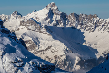 Fototapeta na wymiar Winter day with blue sky in Alps