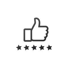 Rate Button, stars and thumb up, voting concept. Stock vector illustration isolated on white background.