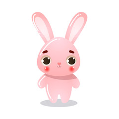 Obraz na płótnie Canvas Cartoon funny cute pink rabbit child vector illustration