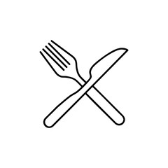 fork spoon knife line icon for web and mobile, modern minimalistic flat design. Vector black icon isolated on white background.